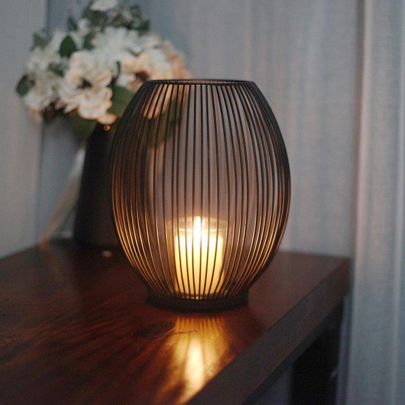 Grated Round Iron Candle Holder
